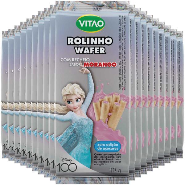 Kit 28 Rolinho Wafer Recheio de Morango Vitao 30g Sem Açúcar - Vitao Alimentos Imagem de Kit 28 Rolinho Wafer Recheio de Morango Vitao 30g Sem Açúcar