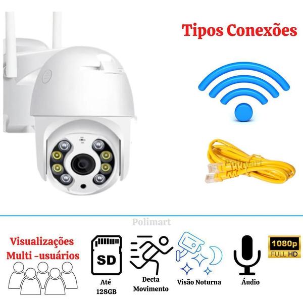 Imagem de Kit 2Câmeras Ip Wi-Fi A08-Resistente Sol/Chuva-Detecta Movi