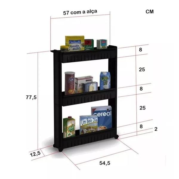 Imagem de Kit 2pcs Prateleira Multiuso Arthi Com RodinhasPrateleira Organizador Móvel Com Rodinhas Divisórias Carrinho Multiuso Co