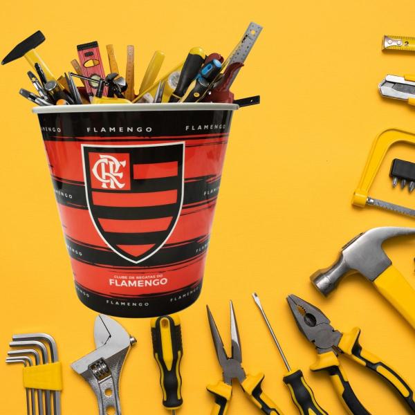 Imagem de Kit 2U Balde Pipoca Grande 2,5l Time Escudo Flamengo Oficial