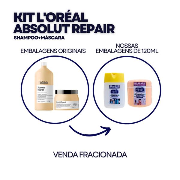 Imagem de Kit 2un Absolut Repair L'oréal Paris Professionnel Fracionados Em 100gr e 120ml