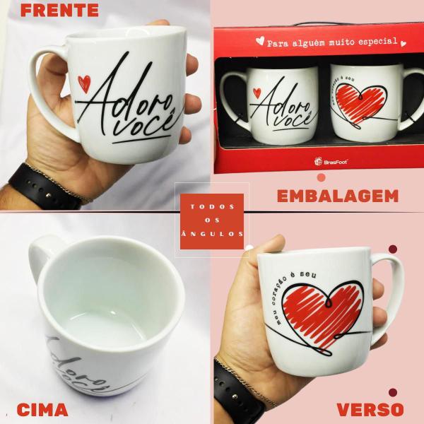 Imagem de Kit 2Un Caneca Branca Porcelana 300Ml Café Meu Coração É Seu