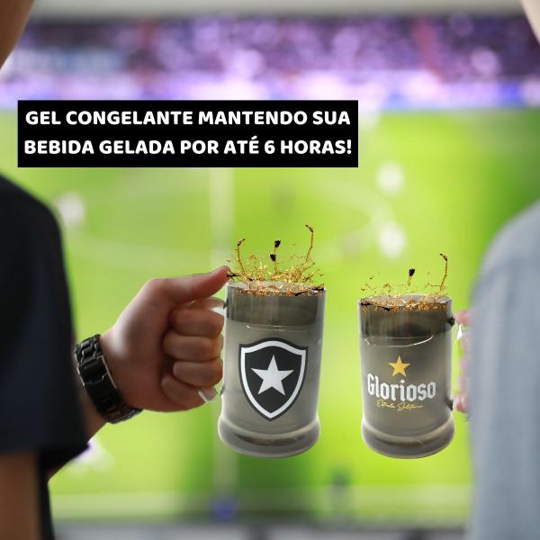 Imagem de Kit 2Un Caneca Copo Gel 300ml Preto Isolante Térmico Chopp Cerveja Time Botafogo Glorioso