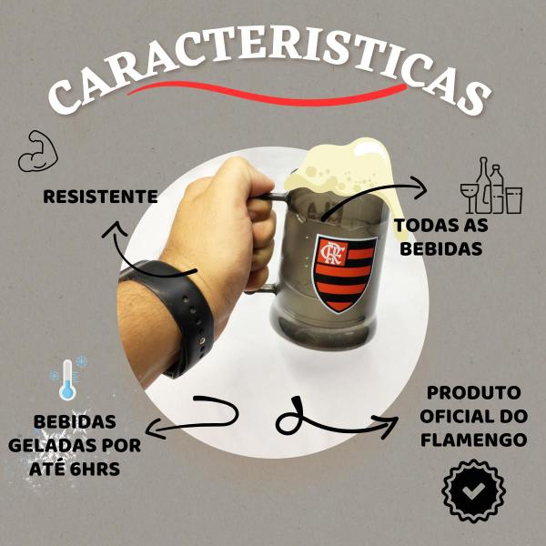 Imagem de Kit 2Un Caneca Copo Gel 300ml Preto Isolante Térmico Chopp Cerveja Time Flamengo Libertadores