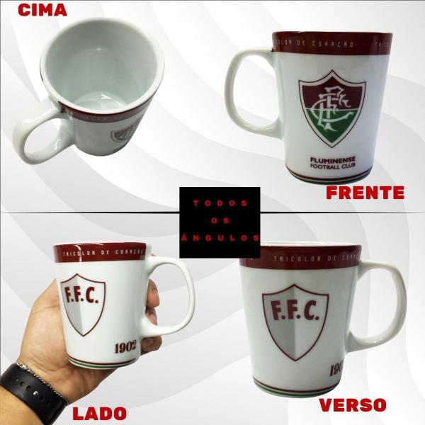 Imagem de Kit 2Un Caneca Xicara Branca Porcelana Premium 300ml Café Fluminense Sigla FFC Escudo Oficial