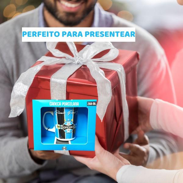 Imagem de Kit 2Un Caneca Xícara Porcelana Refoçada Premium 260ml Azul Café Emblemas Time Grêmio Oficial