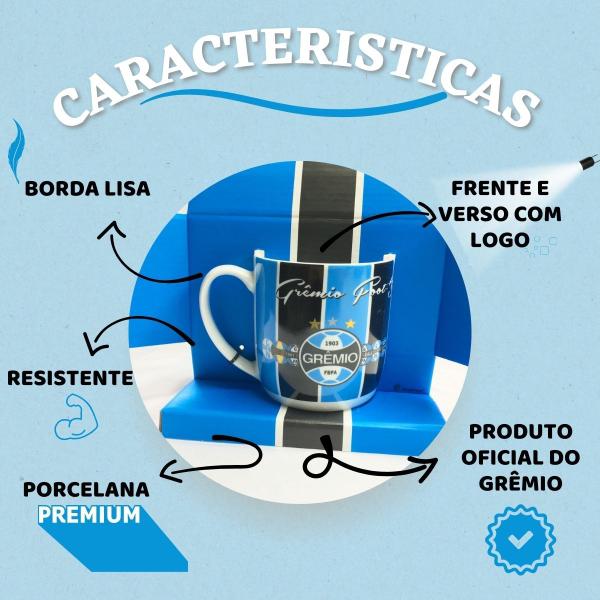 Kit 2Un Caneca Xícara Porcelana Reforçada 300ml Azul Café Chá Escudo Emblemas Grêmio Oficial - BRASFOOT Imagem de Kit 2Un Caneca Xícara Porcelana Reforçada 300ml Azul Café Chá Escudo Emblemas Grêmio Oficial