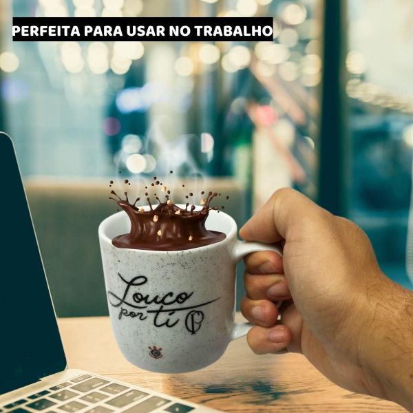 Imagem de Kit 2Un Canecas Porcelana Branca Preto 300Ml Café Loucos Por