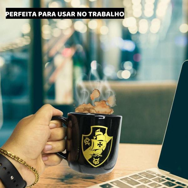 Kit 2Un Canecas Xicara Porcelana 300Ml Café Vasco Preto - Brasfoot Imagem de Kit 2Un Canecas Xicara Porcelana 300Ml Café Vasco Preto