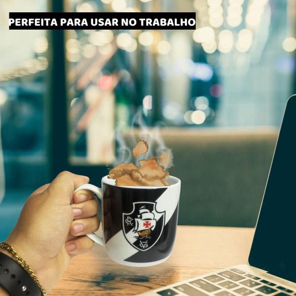 Kit 2Un Canecas Xicara Porcelana 300Ml Café Vasco Preto - Brasfoot Imagem de Kit 2Un Canecas Xicara Porcelana 300Ml Café Vasco Preto