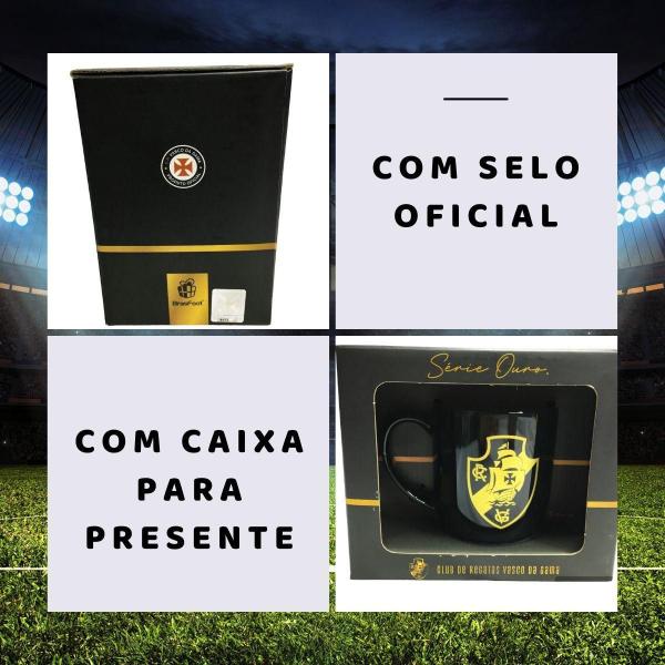 Kit 2Un Canecas Xicara Porcelana 300Ml Café Vasco Preto - Brasfoot Imagem de Kit 2Un Canecas Xicara Porcelana 300Ml Café Vasco Preto