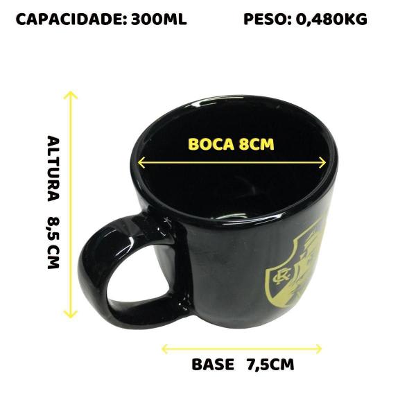 Kit 2Un Canecas Xicara Porcelana 300Ml Café Vasco Preto - Brasfoot Imagem de Kit 2Un Canecas Xicara Porcelana 300Ml Café Vasco Preto