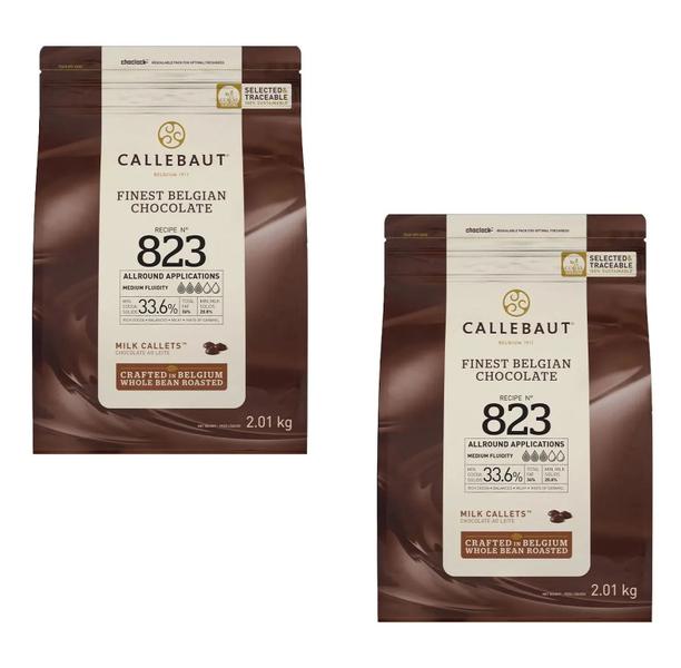 Kit 2un Chocolate Ao Leite 823 Callebaut 33,6% Gotas 2,01kg Imagem de Kit 2un Chocolate Ao Leite 823 Callebaut 33,6% Gotas 2,01kg