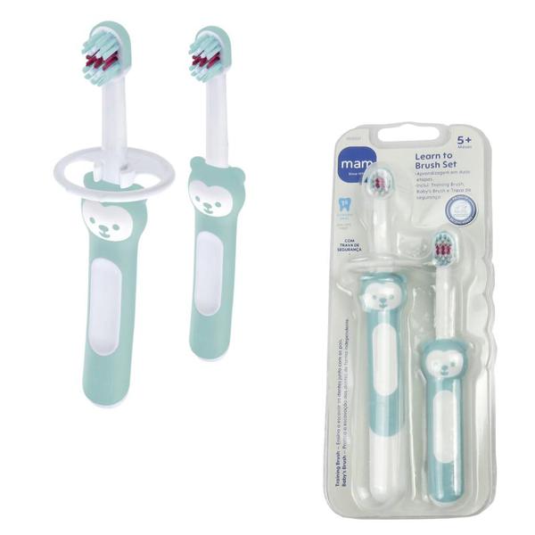 Kit 2un. Escova Learn To Brush Verde (5+m) - MAM Imagem de Kit 2un. Escova Learn To Brush Verde (5+m) - MAM