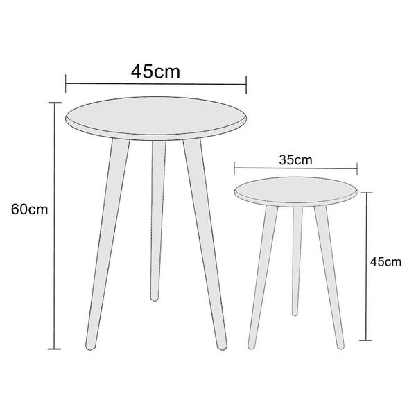 Imagem de Kit 2un Mesas de Canto Lateral Redonda Para Sala Pé Palito Retrô Amarelo