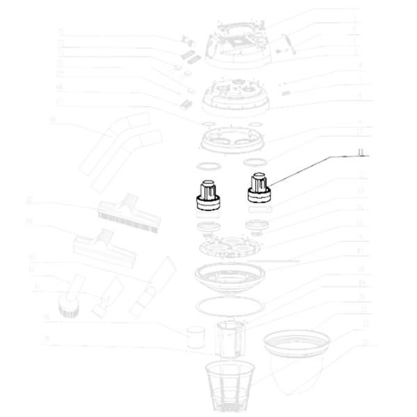 Imagem de Kit 2un Motor Dupla Turbina Compatível com Aspirador Bumafer 2400W 70L (127V)