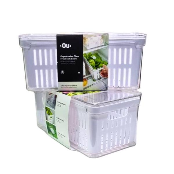 Kit 2Un Pote Organizador Geladeira Salada Frutas E Verduras - OU Imagem de Kit 2Un Pote Organizador Geladeira Salada Frutas E Verduras
