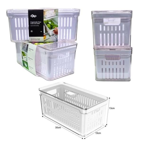 Kit 2Un Pote Organizador Geladeira Salada Frutas E Verduras - OU Imagem de Kit 2Un Pote Organizador Geladeira Salada Frutas E Verduras