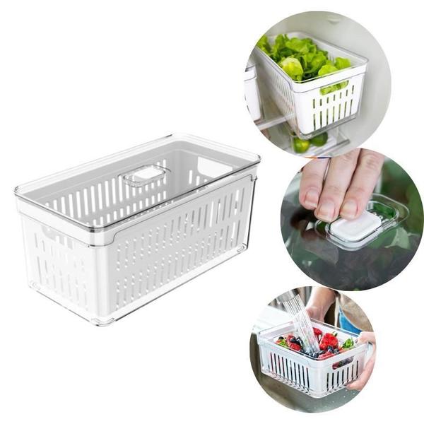 Kit 2Un Pote Organizador Geladeira Salada Frutas E Verduras - OU Imagem de Kit 2Un Pote Organizador Geladeira Salada Frutas E Verduras