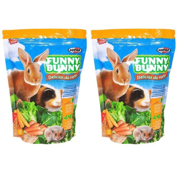 Imagem de Kit 2UN Ração Funny Bunny Delícia Horta 500g Coelho Porco