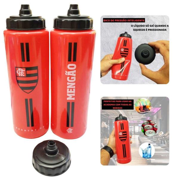 Imagem de Kit 2Un Squeeze 950Ml Garrafa Bico Pressão Vermelha Time