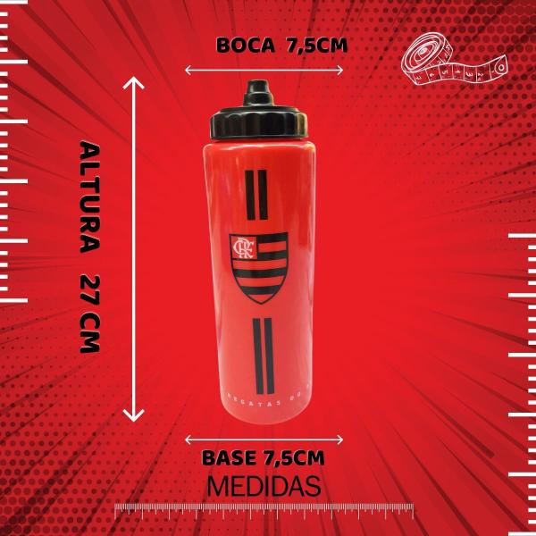 Imagem de Kit 2un Squeeze 950ml Garrafa Bico Pressão Vermelha Time Clube Flamengo Oficial