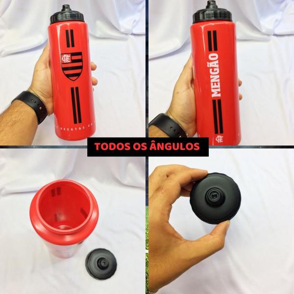 Imagem de Kit 2un Squeeze 950ml Garrafa Bico Pressão Vermelha Time Clube Flamengo Oficial