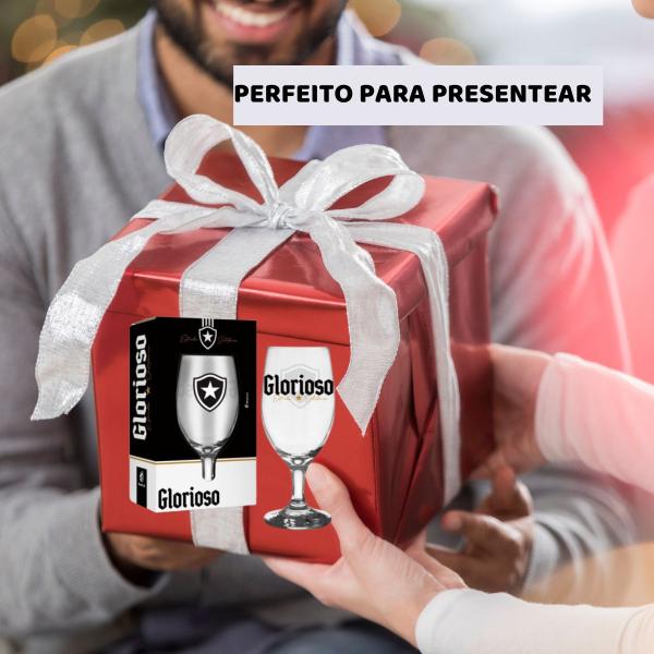 Imagem de Kit 2Un Taça Windsor 330ml Vidro Refoçado Vinho Chopp Cerveja Time Escudo Botafogo Glorioso