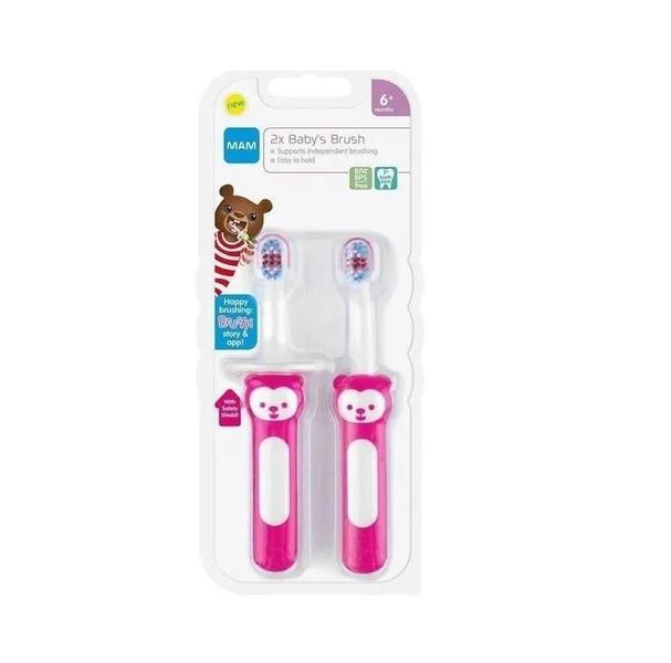 Imagem de Kit 2Uni. Escova Dental Baby'S Brush (6+M) - Rosa - Mam