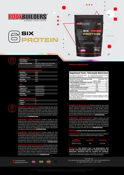 Imagem de Kit 2x 6 Six Protein 2kg + Coqueteleira  Bodybuilders