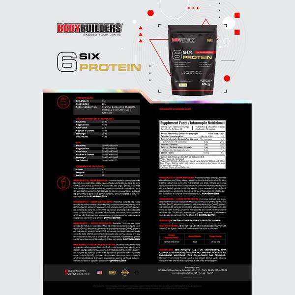 Imagem de Kit 2x 6 Six Protein 2kg + Power Creatina 100g + Coqueteleira  Bodybuilders