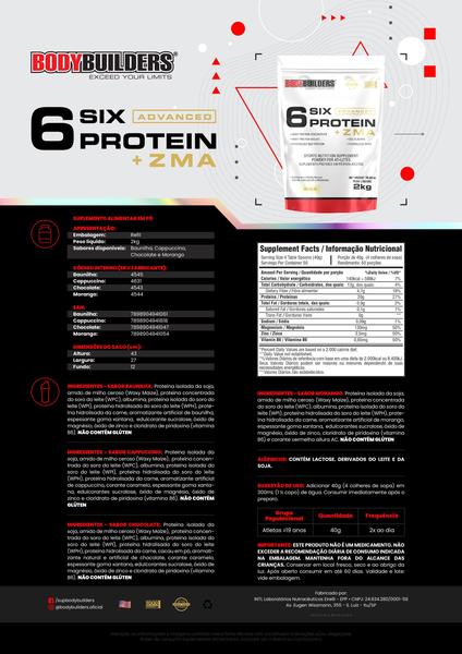 Imagem de KIT - 2x 6 Six Protein c/ ZMA - 2kg + 2x Coqueteleira - Bodybuilders