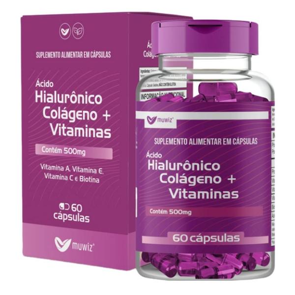 Imagem de Kit 2x Ácido Hialurônico com Colágeno + Vitaminas - 60 Cápsulas / 500mg  Muwiz