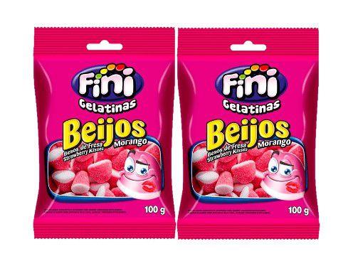 Kit 2x Balas Fini Beijos De Morango 100g - Cimed - Sistema Imagem de Kit 2x Balas Fini Beijos De Morango 100g - Cimed