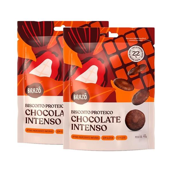 Kit 2X: Biscoito Proteico Chocolate Intenso Brazô 40g Imagem de Kit 2X: Biscoito Proteico Chocolate Intenso Brazô 40g