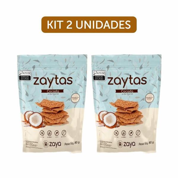 Kit 2X: Biscoito Zaytas Cocada Sem Glúten Zaya 80g Imagem de Kit 2X: Biscoito Zaytas Cocada Sem Glúten Zaya 80g