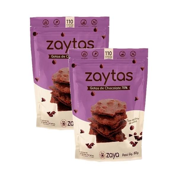 Kit 2X: Biscoito Zaytas Gotas de Chocolate Sem Glúten Zaya 80g Imagem de Kit 2X: Biscoito Zaytas Gotas de Chocolate Sem Glúten Zaya 80g