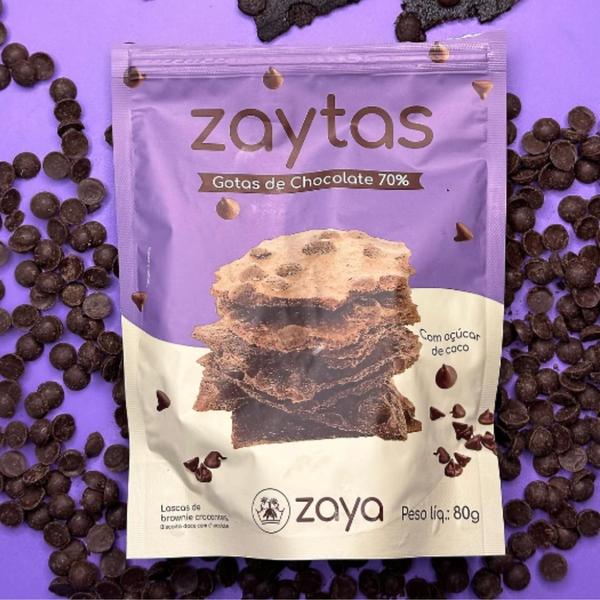 Kit 2X: Biscoito Zaytas Gotas de Chocolate Sem Glúten Zaya 80g Imagem de Kit 2X: Biscoito Zaytas Gotas de Chocolate Sem Glúten Zaya 80g