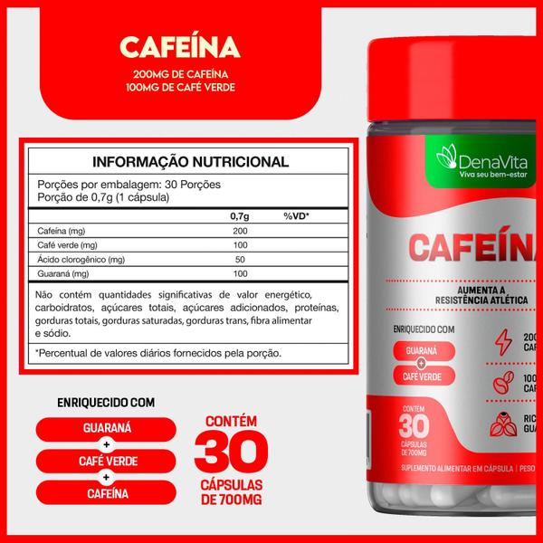 Imagem de Kit 2x Cafeína, Guaraná, Café Verde 3 em 1 - Bodybuilder - Denavita