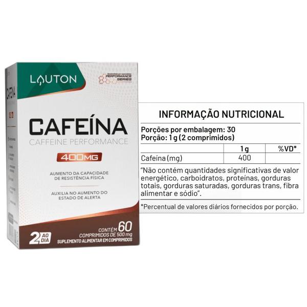 Imagem de Kit 2x Cafeina Treino 400mg Termogenico Natural 60Tab Lauton