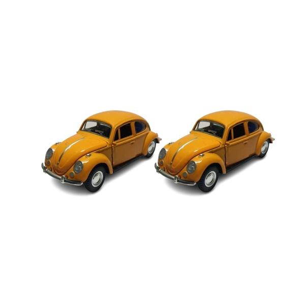 Imagem de Kit 2x Carrinho de Coleção Fusca Amarelo - AP TOYS