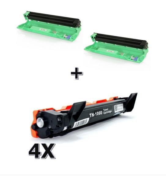 Imagem de Kit 2X Cartucho Cilindro + 4 Toner 1060  P/ Uso  DR 1060 + TN 1060