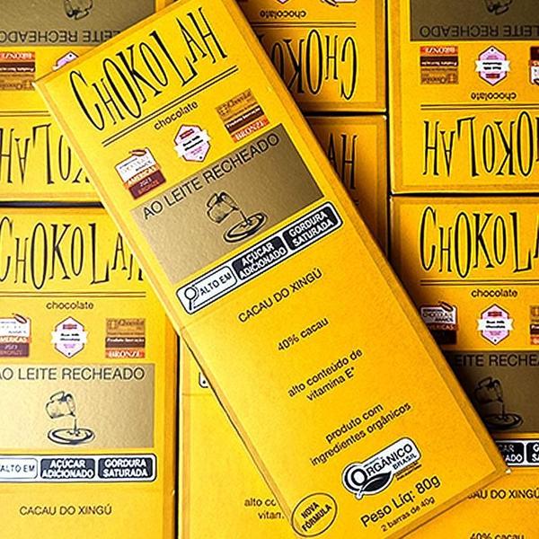 Kit 2X: Chocolate Ao Leite 40% Cacau Recheado Orgânico - Chokolah Imagem de Kit 2X: Chocolate Ao Leite 40% Cacau Recheado Orgânico