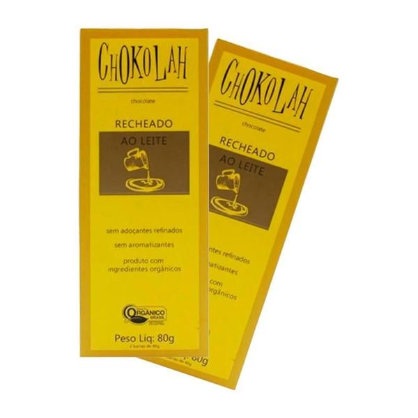 Kit 2X: Chocolate Ao Leite 40% Cacau Recheado Orgânico - Chokolah Imagem de Kit 2X: Chocolate Ao Leite 40% Cacau Recheado Orgânico