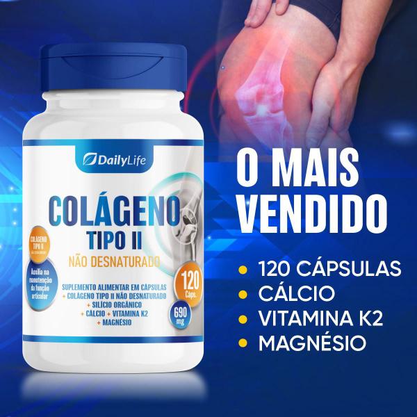 Imagem de Kit 2x Colageno Tipo 2 Nao Desnaturado 120 Capsulas Suplemento DailyLife