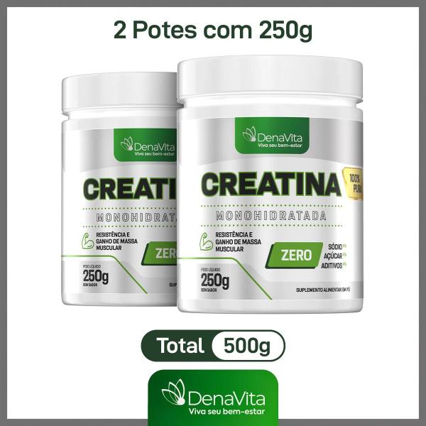 Imagem de Kit 2x Creatina Pura 100% Monohidratada 500 Gramas, Creatine Micronizada Denavita