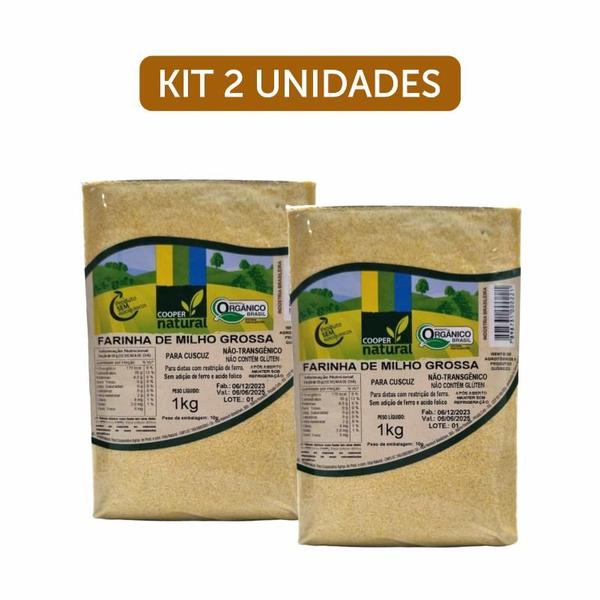 Imagem de Kit 2X: Farinha de Milho Grossa (Para Cuscuz) Orgânica Coopernatural 1Kg