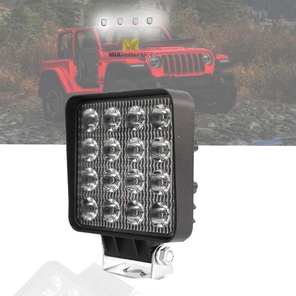 Imagem de Kit 2X Farol Milha Qd 16 Led Cree 48W 12/24 Troller Off Road