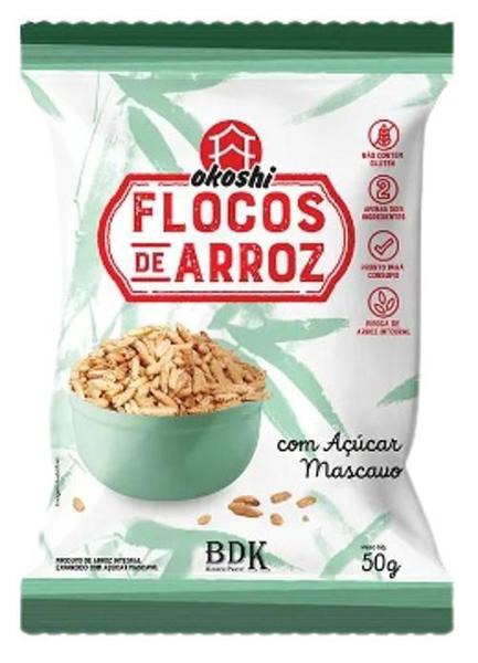 Kit 2X: Flocos De Arroz Integral Açúcar Mascavo Okoshi 50G Imagem de Kit 2X: Flocos De Arroz Integral Açúcar Mascavo Okoshi 50G