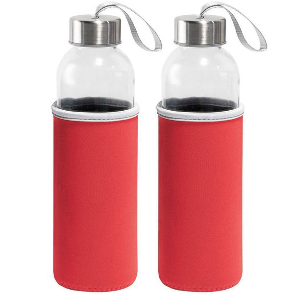 Imagem de Kit 2x Garrafa de Vidro 520 ml Soft TopGet Vermelho